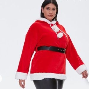 Forever 21 Red and White Faux Fur Trim Santa Hoodie